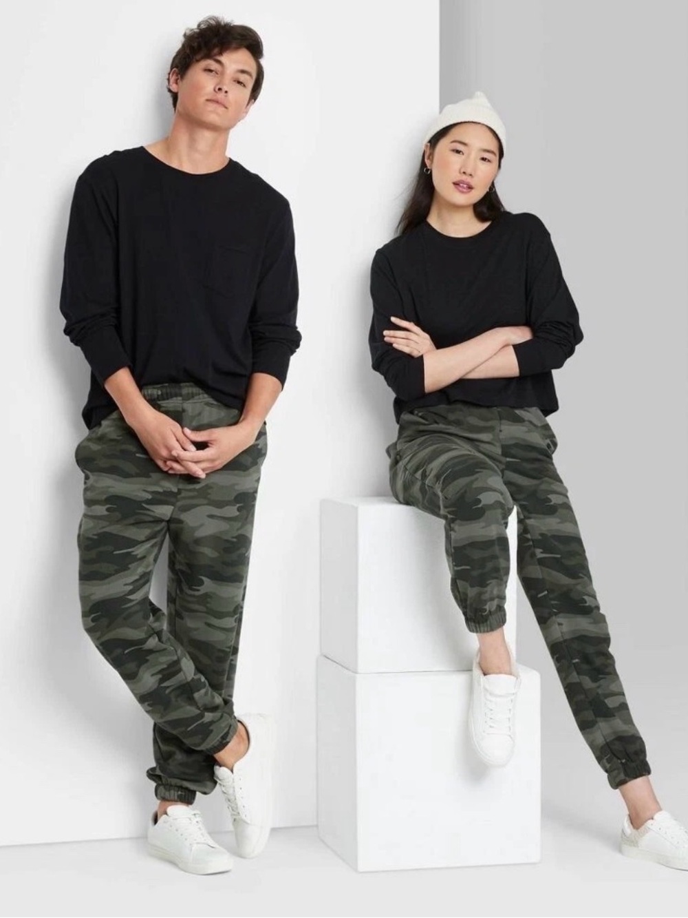 Wild Fable Green Camo High Rise Fleece Sweatpants Joggers Size Extra Small
